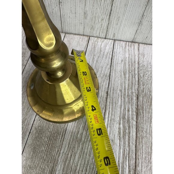Vintage Brass Large Pillar Candle Stick Holder Scalloped Top 15" Tall Home Decor - Picture 5 of 8